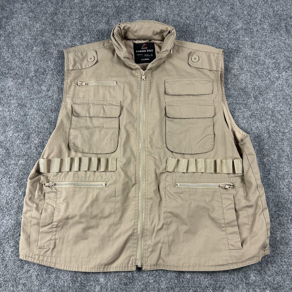 Rothco Vest Mens XL‎ Tan Ranger Utility Fishing Hunting Tactical Outdoor Hooded